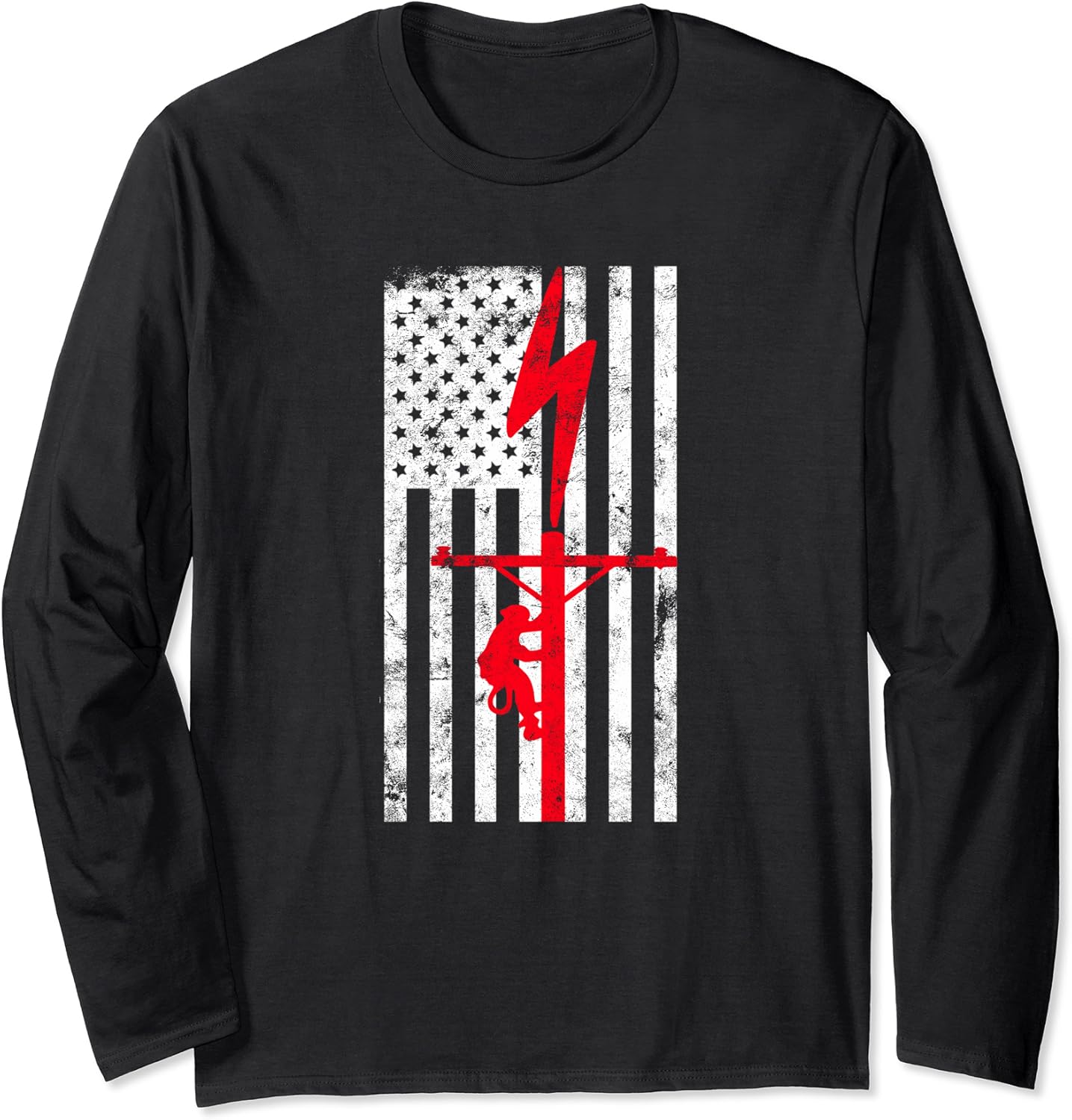 Lineman American Flag Power Line Electric Technician Worker